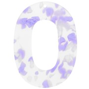 Pendentif ovale évidé 47x34 mm en acétate - Terrazzo Violet - Blanc nacré x1