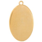 Pendentif ovale motif Vierge 32x20 mm avec résine époxy - Doré à l'or fin - Lilas