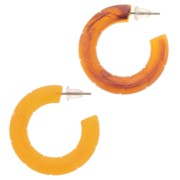 Créoles torsadées 31 mm en résine translucide - Marbré Abricot x2