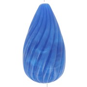 Perle poire torsadée en résine opaque 26x14 mm - Bleu royal marbré x1