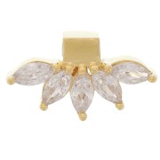 Pendentif pétale 7.5x14 mm avec oxydes de zirconium - Plaqué Or 3 microns x1