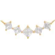 Intercalaire losange & oxydes de zirconium 32x10mm - Plaqué Or 3 microns - Crystal