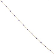 Chaîne avec perles en résine époxy 2 mm - Acier inox 304 Doré - Violet foncé x1m
