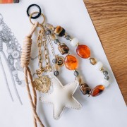 Porte clés anneau 25 mm avec chaînette - Acier inox 304L Doré x1