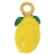 Breloque citron 16x8 mm Resine époxy - Acier inoxydable 316L - Doré - Jaune x1