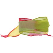 Ruban de soie 25 mm - Tie and dye - Vert clair - Jaune - Rouge x85cm