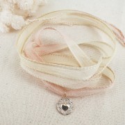 Ruban de soie 10 mm - Tie and dye - Rose foncé - Fuchsia - Purple x85cm