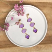 Intercalaire goutte 2 anneaux résine époxy effet vitrail 19x20 mm Doré - Gris x1