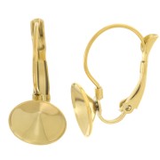 Boucles d'oreilles Dormeuses - cabochon Rivoli 1122 10 mm Acier Inox 303L Doré x2