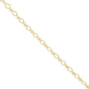 Chaîne maille fantaisie avec anneaux ovales striés - 5 mm - Doré x50cm