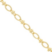 Chaîne maille fantaisie avec anneaux ovales striés - 5 mm - Doré x50cm