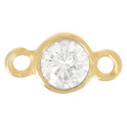 Intercalaire 2 anneaux 9.5x5 mm avec oxyde de Zirconium - Doré à l'or fin x1