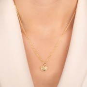 Pendentif coeur motif oeil 11 mm avec oxyde de zirconium - Plaqué Or 3 microns x1