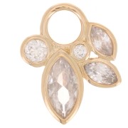 Pendentif orchidée 13x10 mm avec oxydes de zirconium - Plaqué Or 3 microns x1