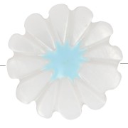 Perle fleur marguerite 12 mm en nacre - Blanc - Bleu x1