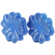 Boucles d'oreilles fleur 48 mm en résine opaque - Bleu royal marbré x2
