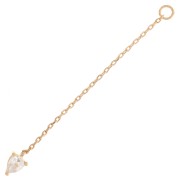 Pendentif chainette 43x4mm avec oxyde de Zirconium poire - Plaqué Or 3 microns x1