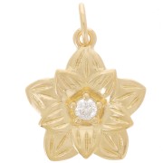 Pendentif fleur 15x13 mm avec oxyde de Zirconium - Plaqué Or 3 microns x1