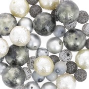 Assortiment de perles de bohème - Vert - Argenté x50g