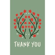 Cartes à bijoux - cartes de remerciements - Thank You - Vert sauge - Rouge x10