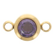 Intercalaire pierre de naissance 6 mm CZ Février - Acier inox 304L Doré - Amethyst