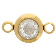 Intercalaire pierre de naissance 6 mm CZ - Avril - Acier inox 304L Doré - Crystal