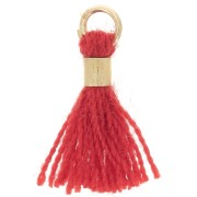 Pompon imitation coton 12 mm avec attache perle - Doré - Rouge x1
