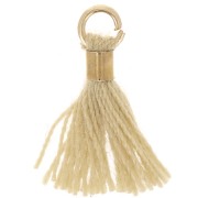 Pompon imitation coton 12 mm avec attache perle - Doré - Beige x1