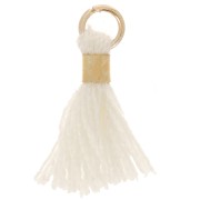 Pompon imitation coton 12 mm avec attache perle - Doré - Crème x1