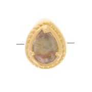 Perle goutte 6x4 mm avec verre teinté serti - Plaqué Or 3 microns - Gris x1