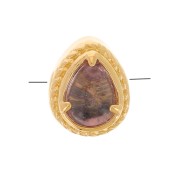 Perle goutte 6x4 mm avec verre teinté serti - Plaqué Or 3 microns - Vieux rose