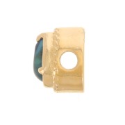 Perle goutte 6x4 mm avec verre teinté serti - Plaqué Or 3 microns - Bleu x1