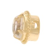 Perle ovale 6x4 mm avec verre teinté serti - Plaqué Or 3 microns - Crystal