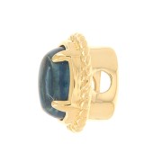 Perle ovale 6x4 mm avec verre teinté serti - Plaqué Or 3 microns - Bleu x1