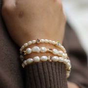 Perle rectangle 7x5 mm avec verre teinté serti - Plaqué Or 3 microns - Bleu x1