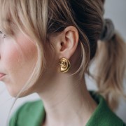 Boucles d'oreilles coquillage 28x19 mm - Acier inoxydable 304L Doré x2