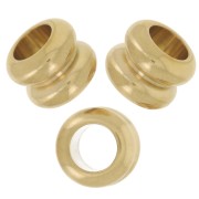 Perles gros trou 9x7 mm - Acier inoxydable 304L Doré x5