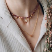 Perle rondelle 8 mm avec Oxydes de Zirconium - Doré à l'or fin - Vert x1