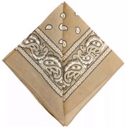 Bandana 100% coton - motif Cachemire - Beige x1