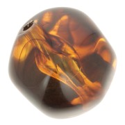 Perles rondes irrégulières 15 mm en résine translucide - Ambre marbré x4