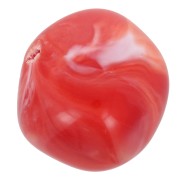 Perles rondes irrégulières 15 mm en résine opaque - Grenadine marbré x4