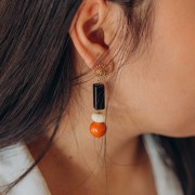 Perle rondelle en résine translucide 16 mm - Beige - Rosé marbré x1