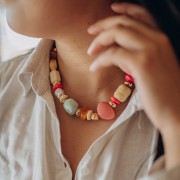 Perle rondelle en résine translucide 18x9 mm - Jaune miel marbré x1