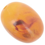 Perle olive 21x15 mm en résine translucide - Abricot marbré x1