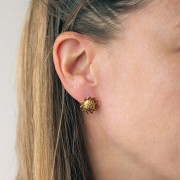 Boucles d'oreilles soleil martelé 15 mm - Acier inoxydable 304L Doré x2