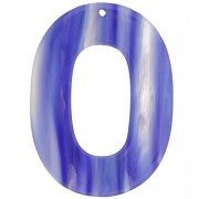 Pendentif ovale évidé 47x34 mm en acétate - Rayé - Bleu foncé - Blanc nacré x1