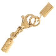 Fermoir mousqueton avec pince à lacet 1.5mm à 2mm -Acier inoxydable 304L Doré x1