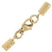 Fermoir mousqueton avec pince à lacet rond 3 mm - Acier inoxydable 304L Doré x1