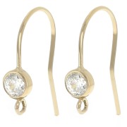 Crochet d'oreilles 16mm et oxyde de Zirconium - Gold filled (or laminé) Crystal x2