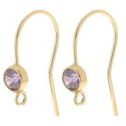 Crochet d'oreilles 16 mm et oxyde de Zirconium - Gold filled (or laminé) Violet x2